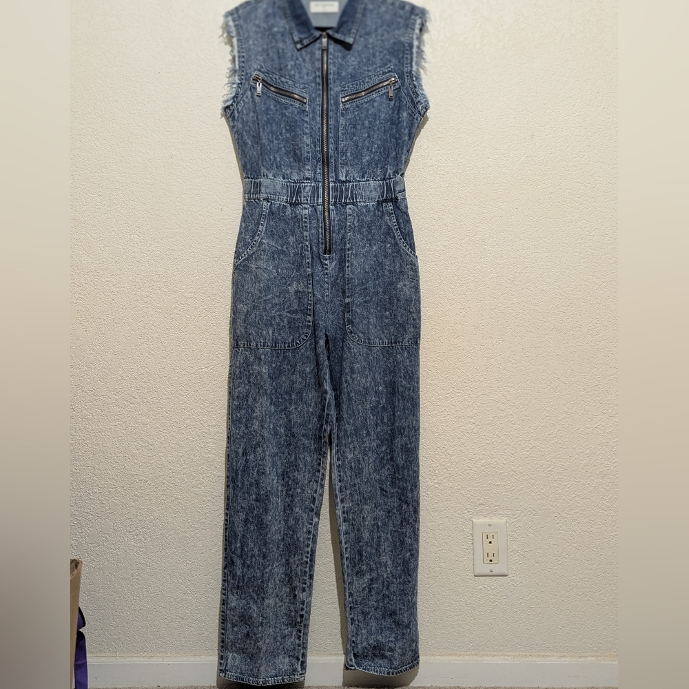 NWT One Teaspoon Acid Blue Denim Sleeveless Jumpsuit Is Playful & Fun Size SMALL